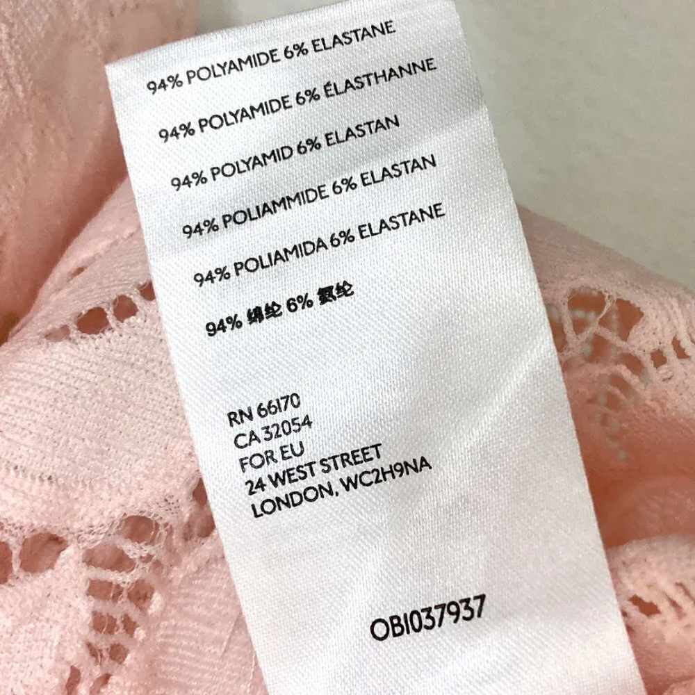 FREE PEOPLE Olivia Lace Top w/Dolman Balloon Poet Sleeves Pink Blush